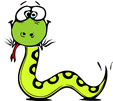 A Cartoon Snake With Black Background