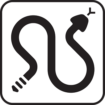 A Black And White Sign With A Snake