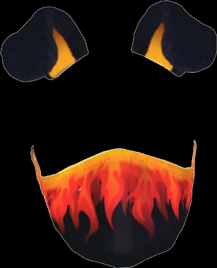 A Mask And Gloves With Flames On It