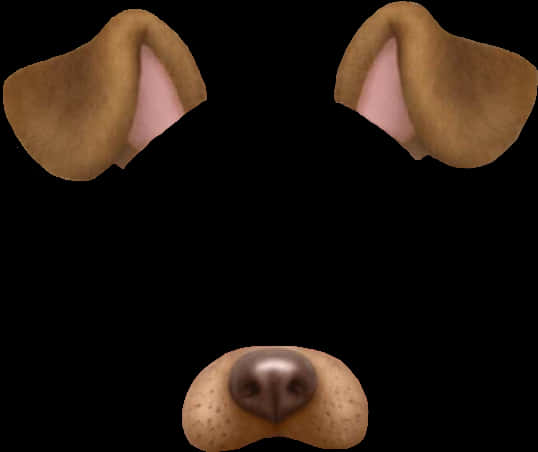 A Dog Face With Ears And Nose
