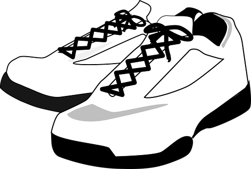 A Pair Of White Shoes With Black Laces