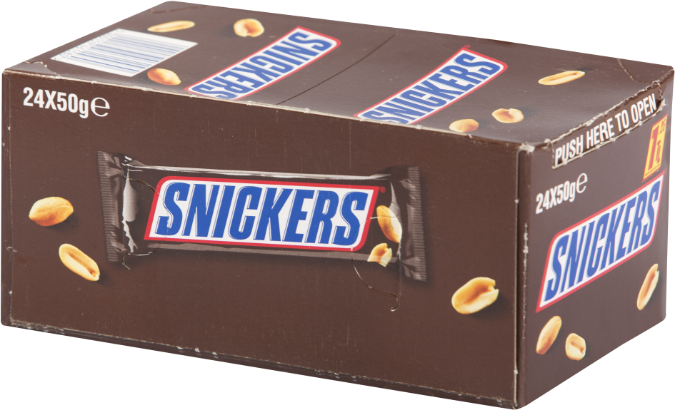 A Box Of Snickers Candy Bars