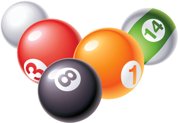 A Group Of Pool Balls With Numbers