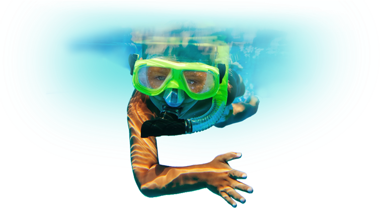 A Person Wearing A Mask And Goggles Underwater