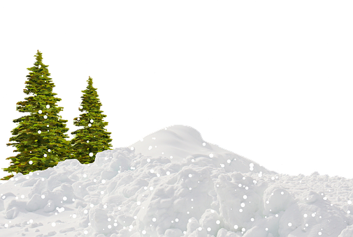A Pile Of Snow With Trees In The Background