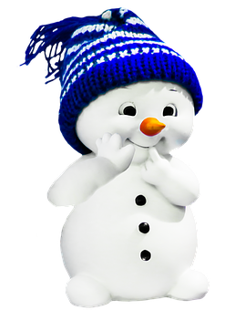 A Snowman Wearing A Knitted Hat