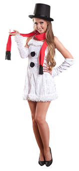 A Woman In A Snowman Garment