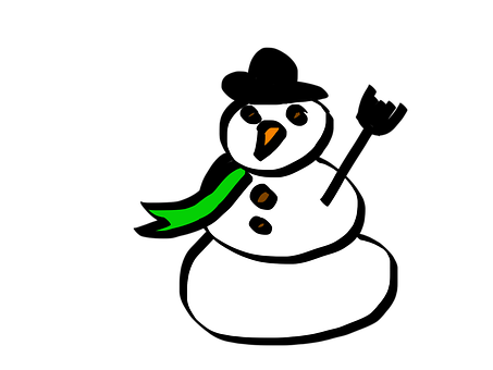 A Snowman With A Green Scarf