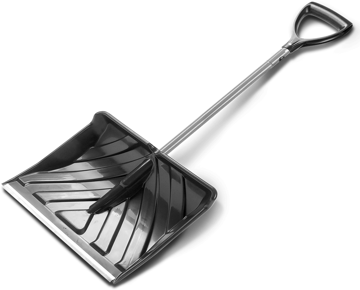 A Black Snow Shovel With A Handle