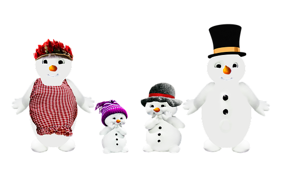 A Group Of Snowmen With Hats