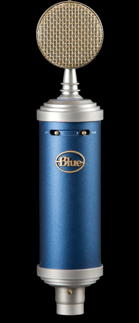 A Blue And Silver Cylinder With A Silver Top