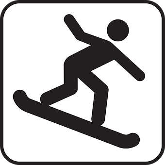 A Black And White Sign With A Person On A Snowboard