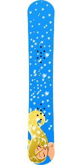 A Blue Snowboard With A Yellow Sun And Dandelions