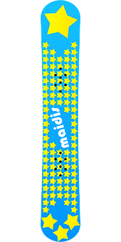 A Blue And Yellow Snowboard