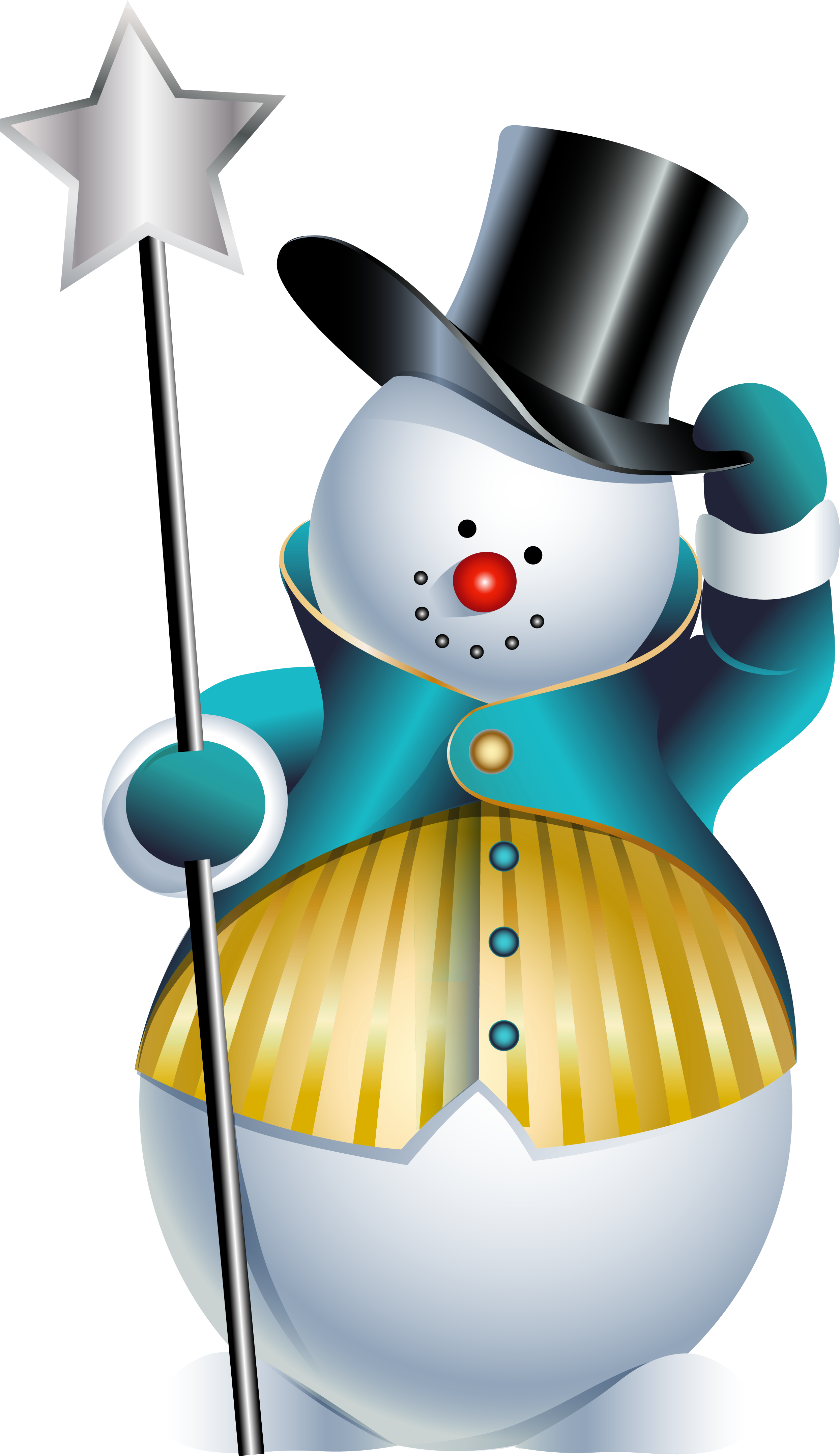 A Snowman With A Hat And A Cane