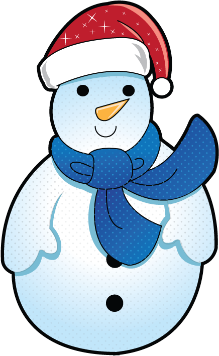 A Cartoon Snowman Wearing A Hat And Scarf