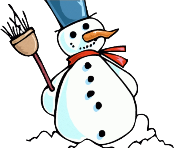 A Cartoon Snowman With A Broom