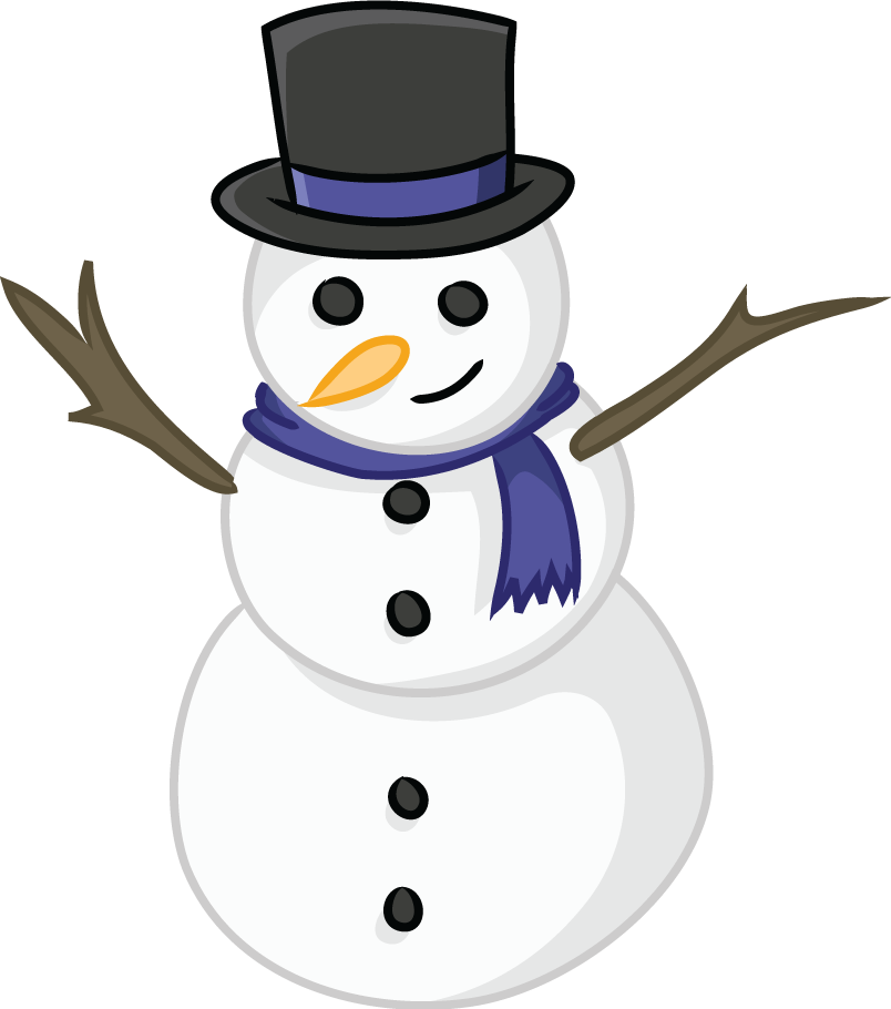 A Cartoon Snowman With A Hat And Scarf