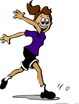 A Cartoon Of A Woman Jumping