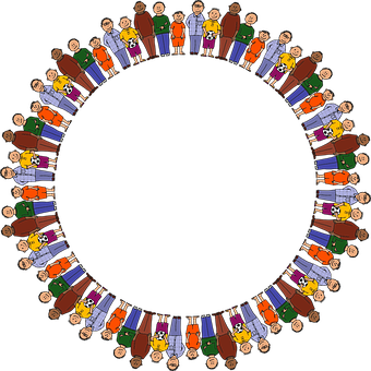 A Circle Of People In Different Colors