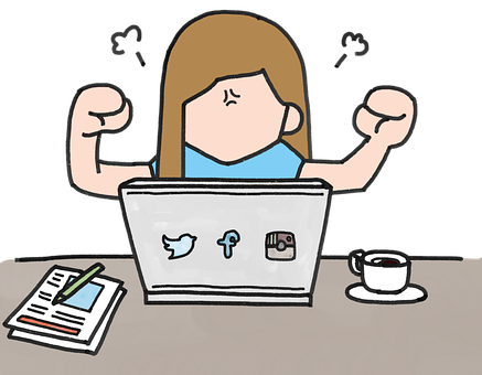 A Cartoon Of A Woman Working On A Laptop