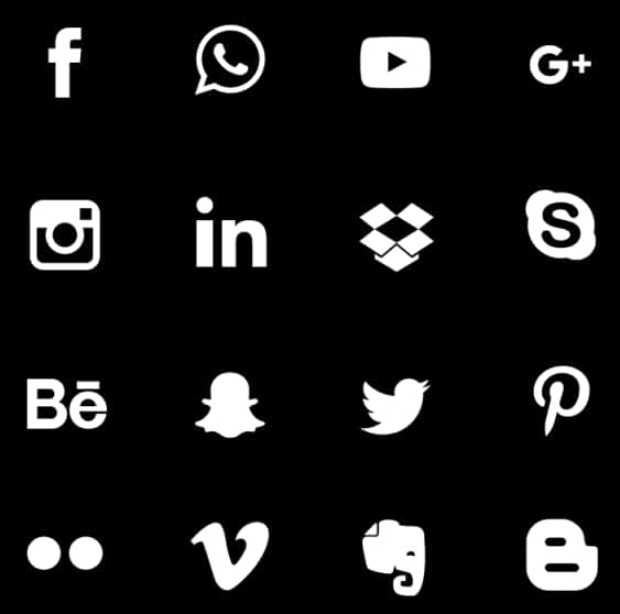 A Group Of White Logos On A Black Background