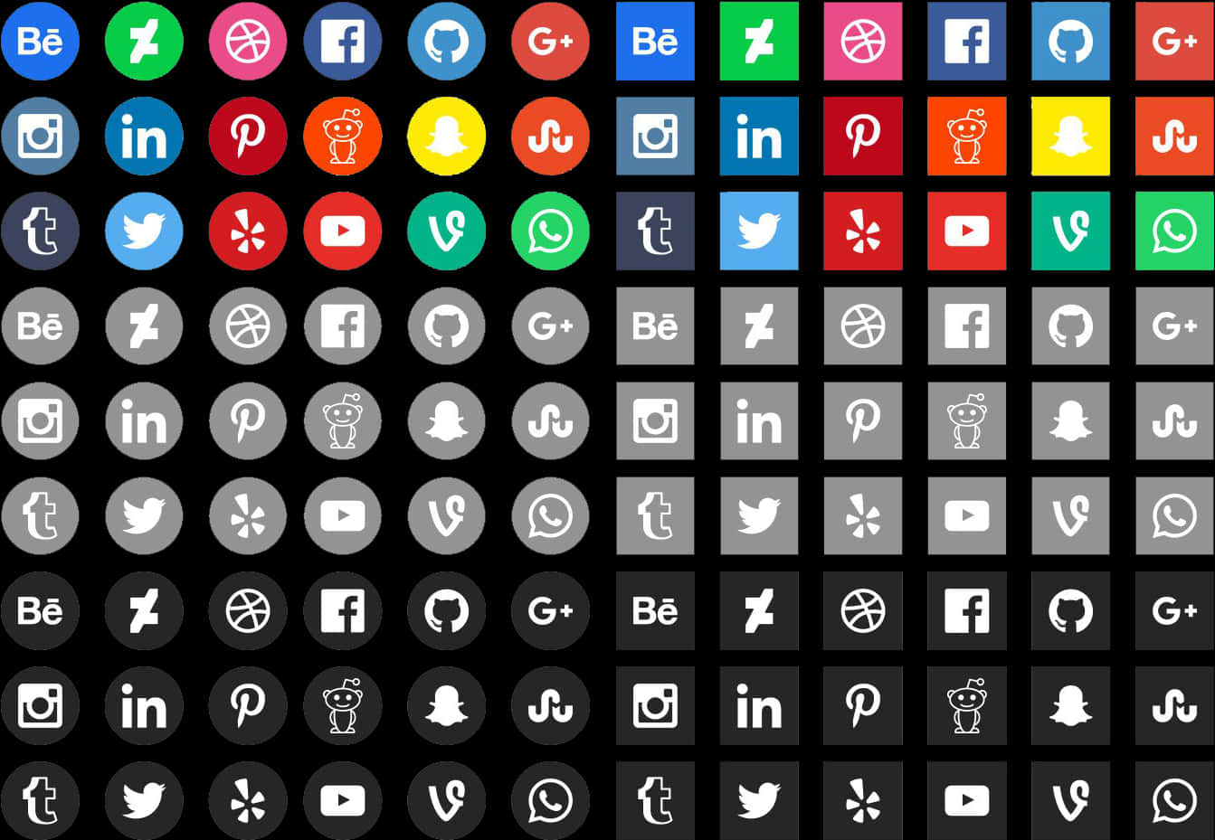 A Group Of Icons On A Black Background