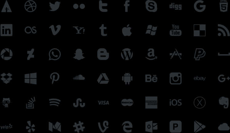 A Screenshot Of A Black Background With Many Logos