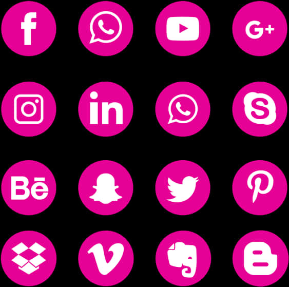 A Group Of Pink Circles With White Logos