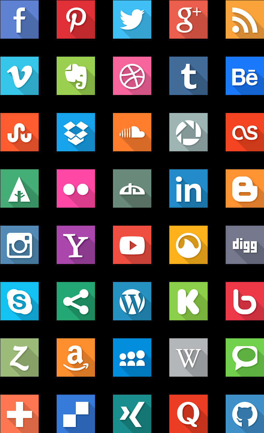 A Screenshot Of A Black Background With Many Square Icons