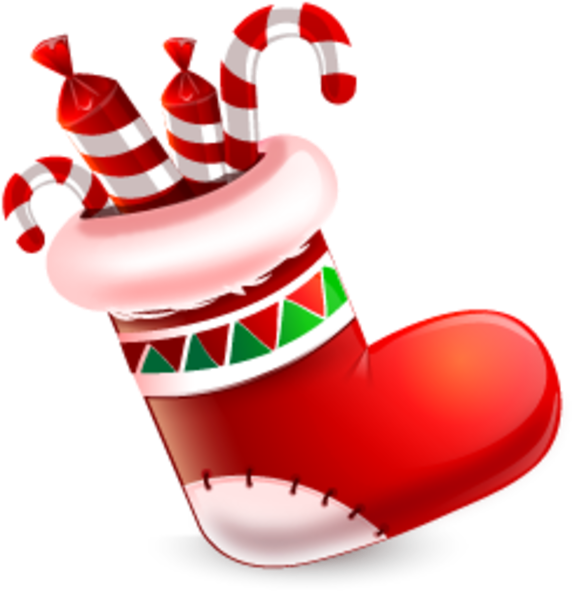 A Red And White Christmas Stocking With Candy Canes
