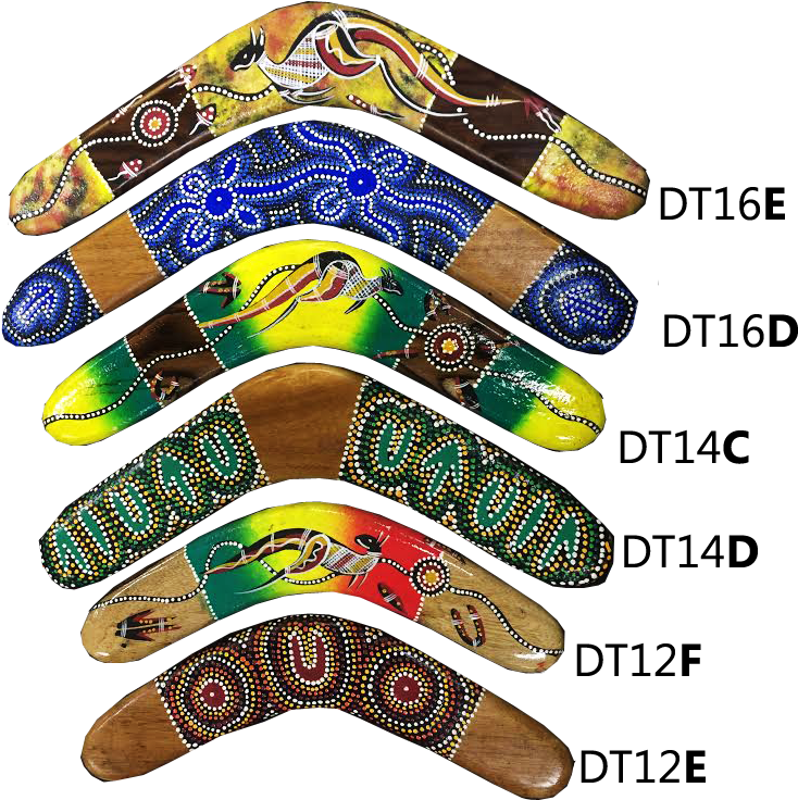 A Group Of Boomerangs With Different Designs