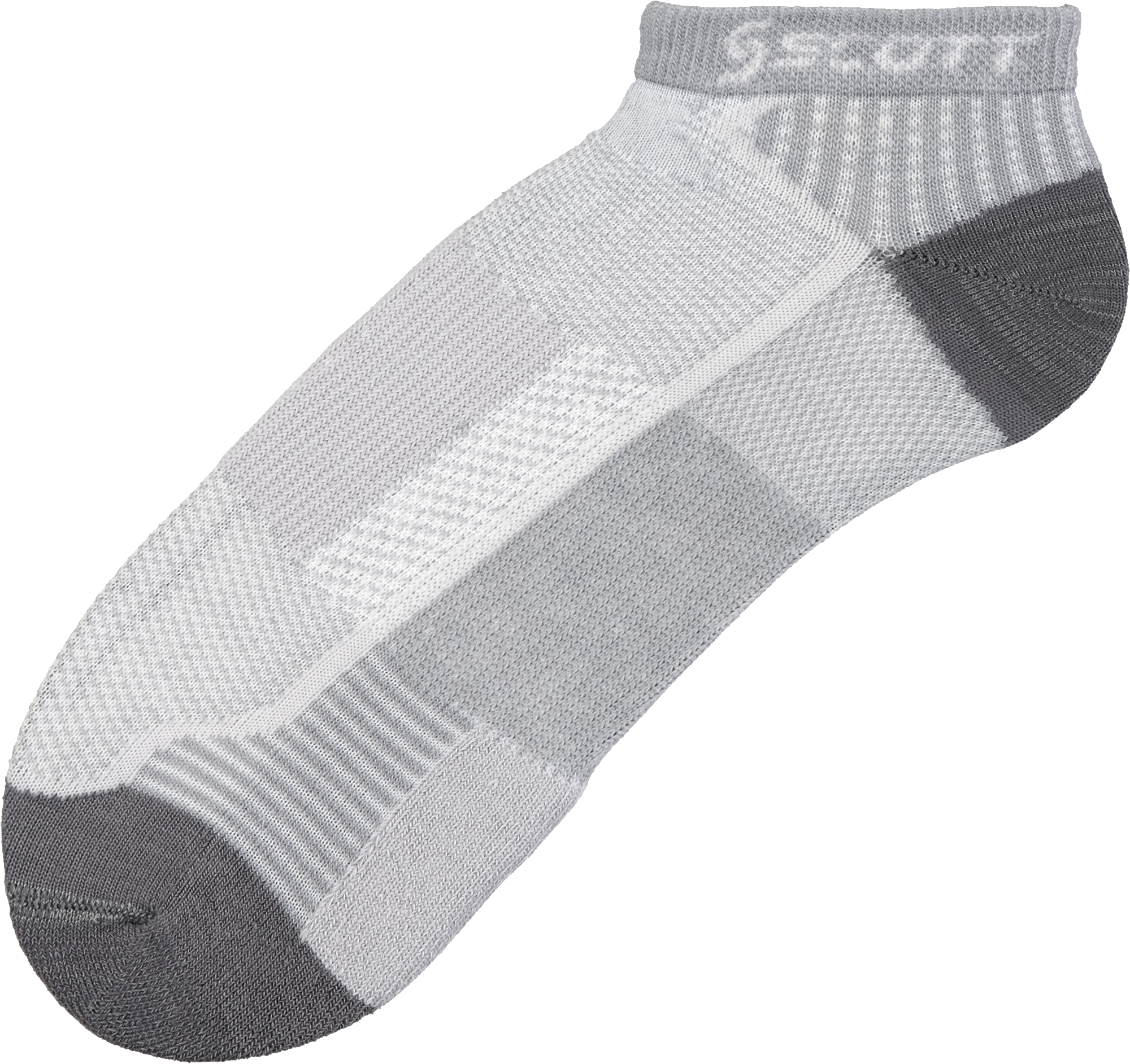 A White Sock With Grey Stripes