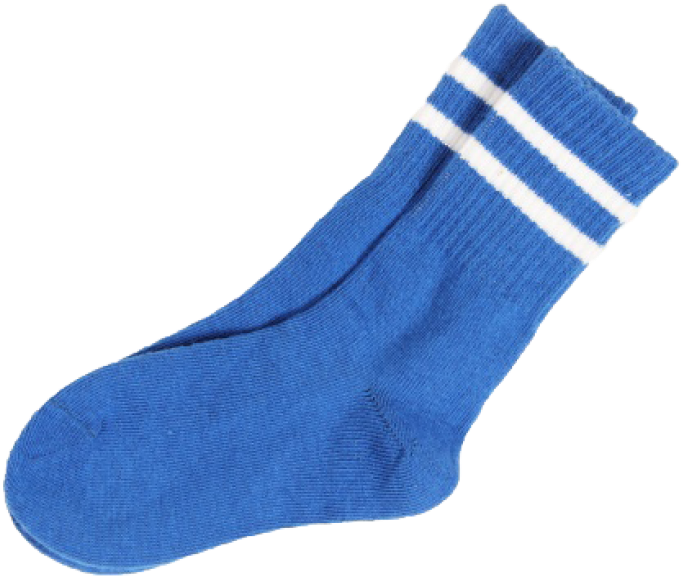 A Blue Sock With White Stripes