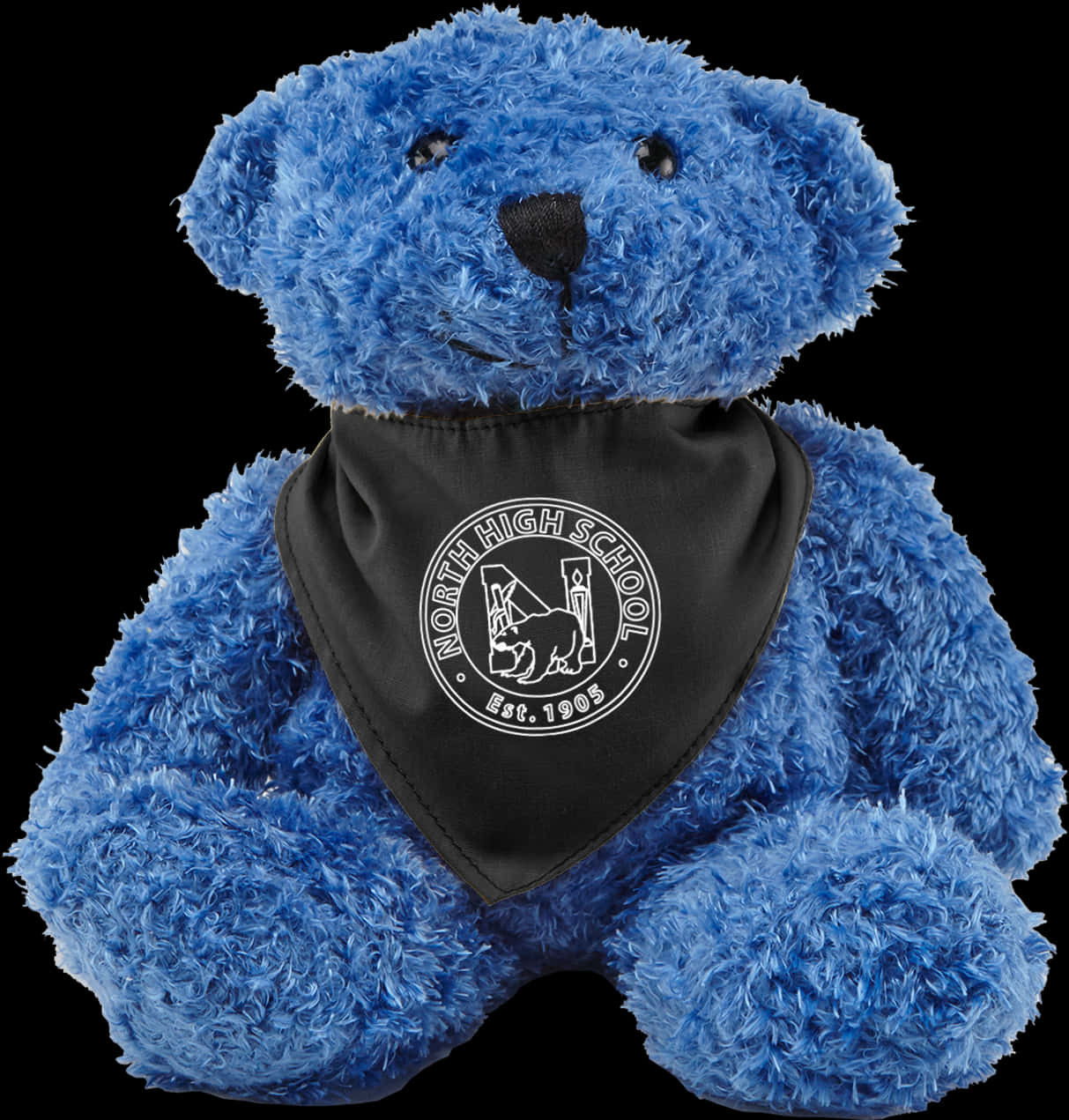 A Blue Teddy Bear With A Black Bandana
