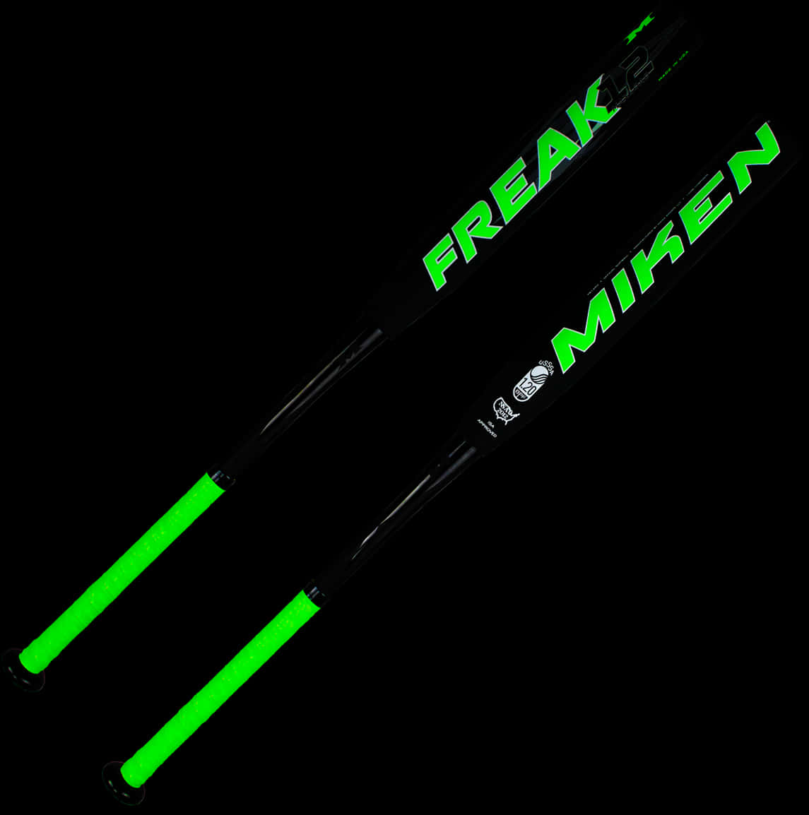 A Black And Green Baseball Bats
