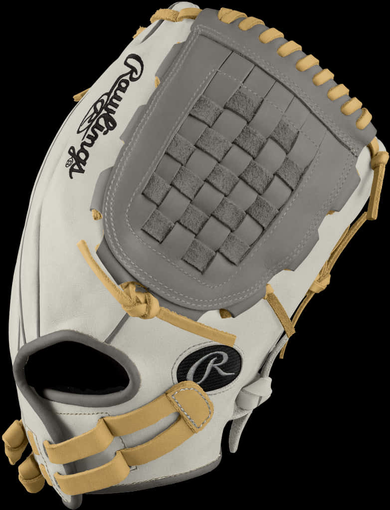 Gray Softball Mitt With Patterned Texture