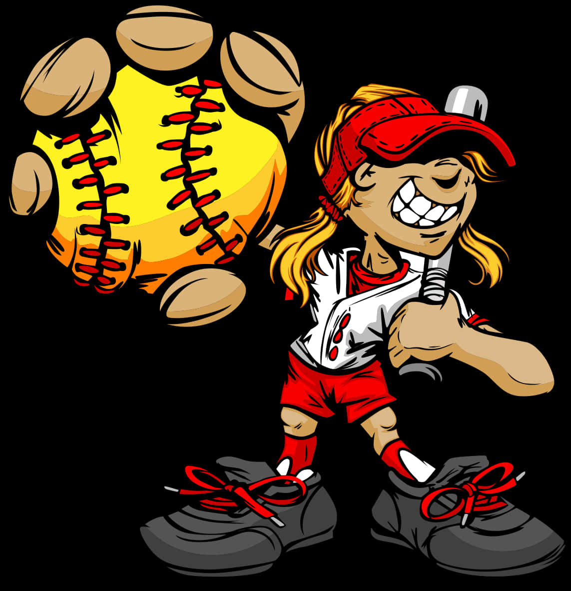 Cartoon Softball Player
