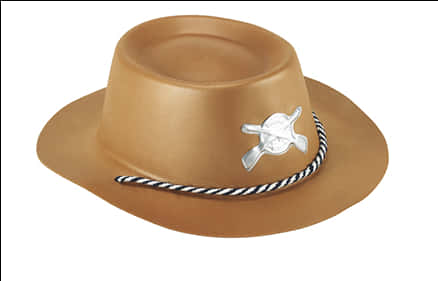 A Brown Hat With A White And Black Rope