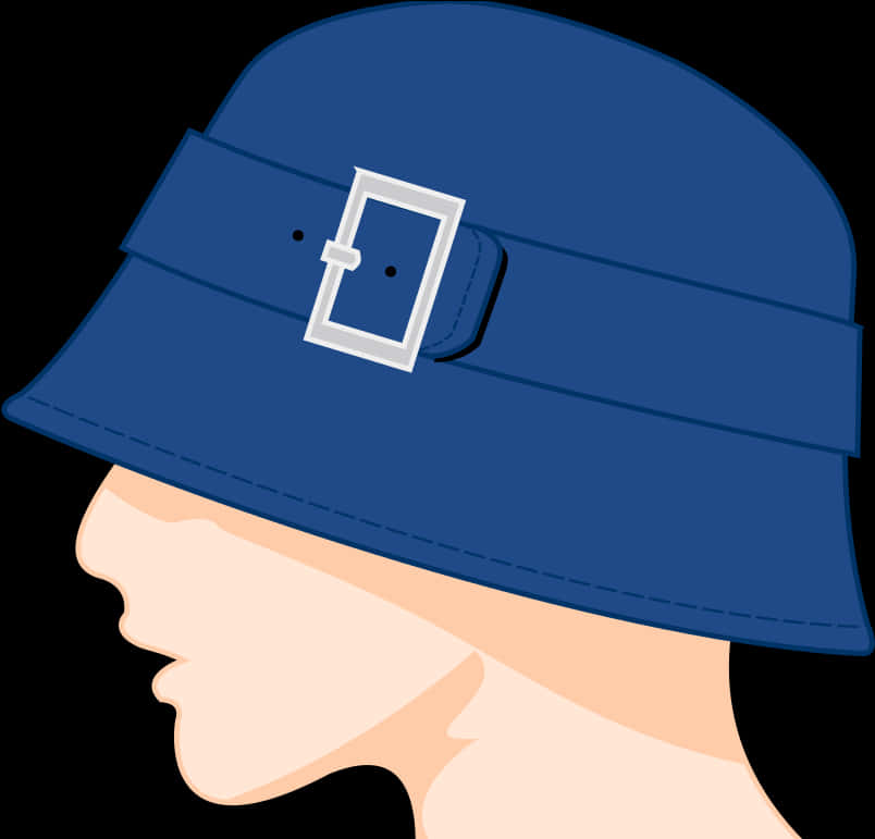 A Profile Of A Woman Wearing A Blue Hat