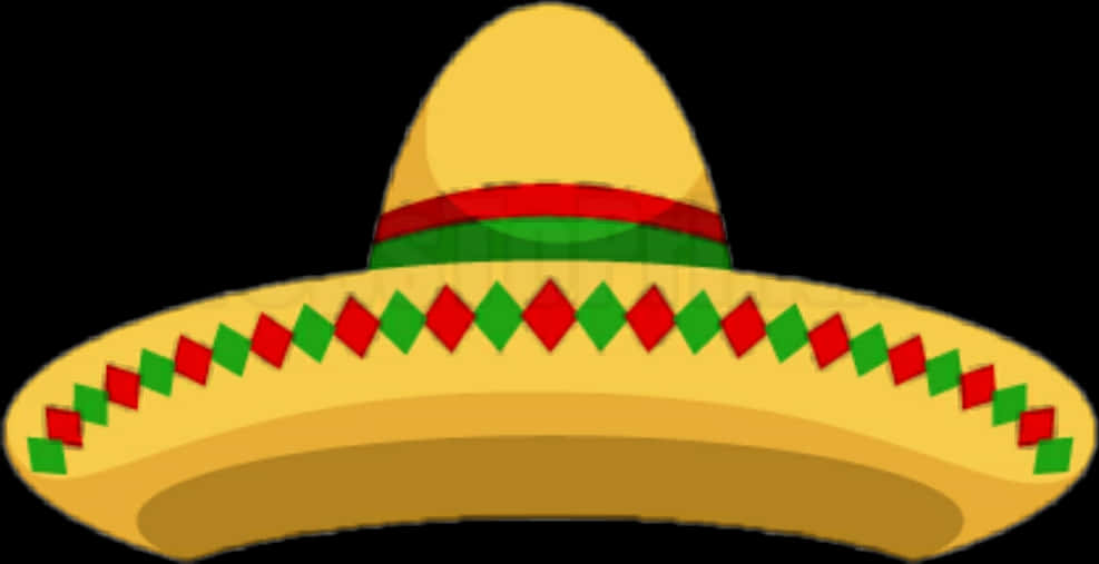 A Yellow Sombrero With Red Green And Yellow Stripes
