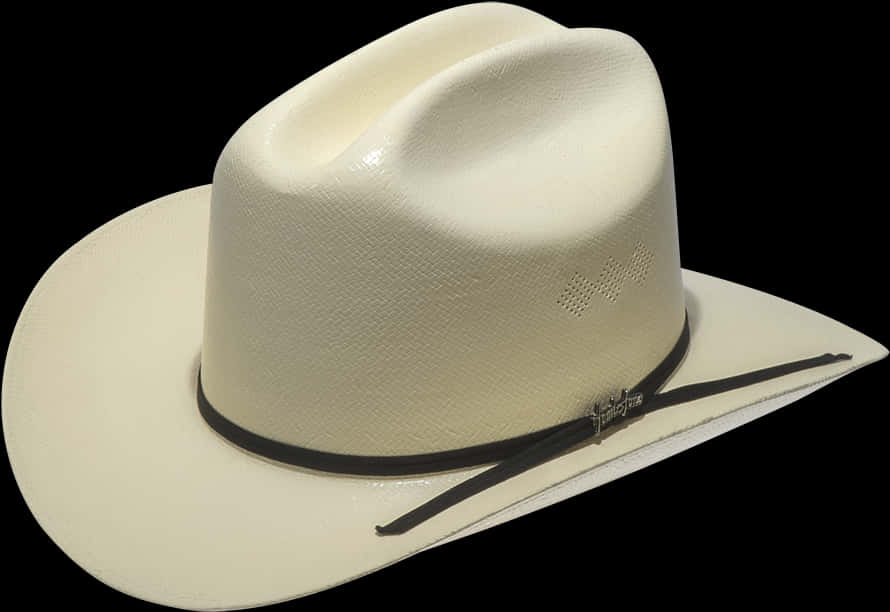 A White Cowboy Hat With A Black Band