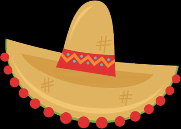 A Sombrero With Red And Blue Trim
