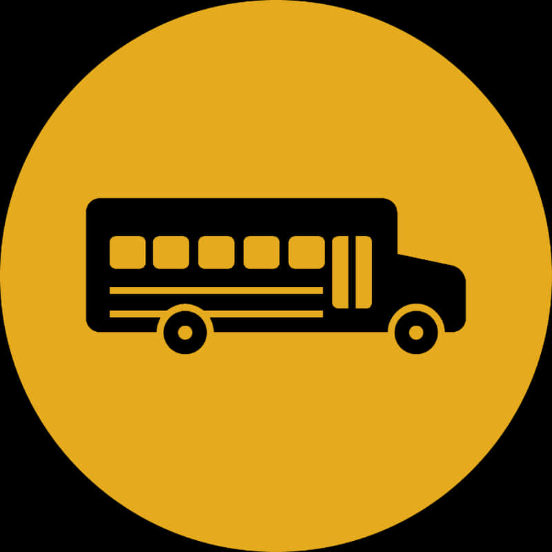 A Black And Yellow Circle With A Bus