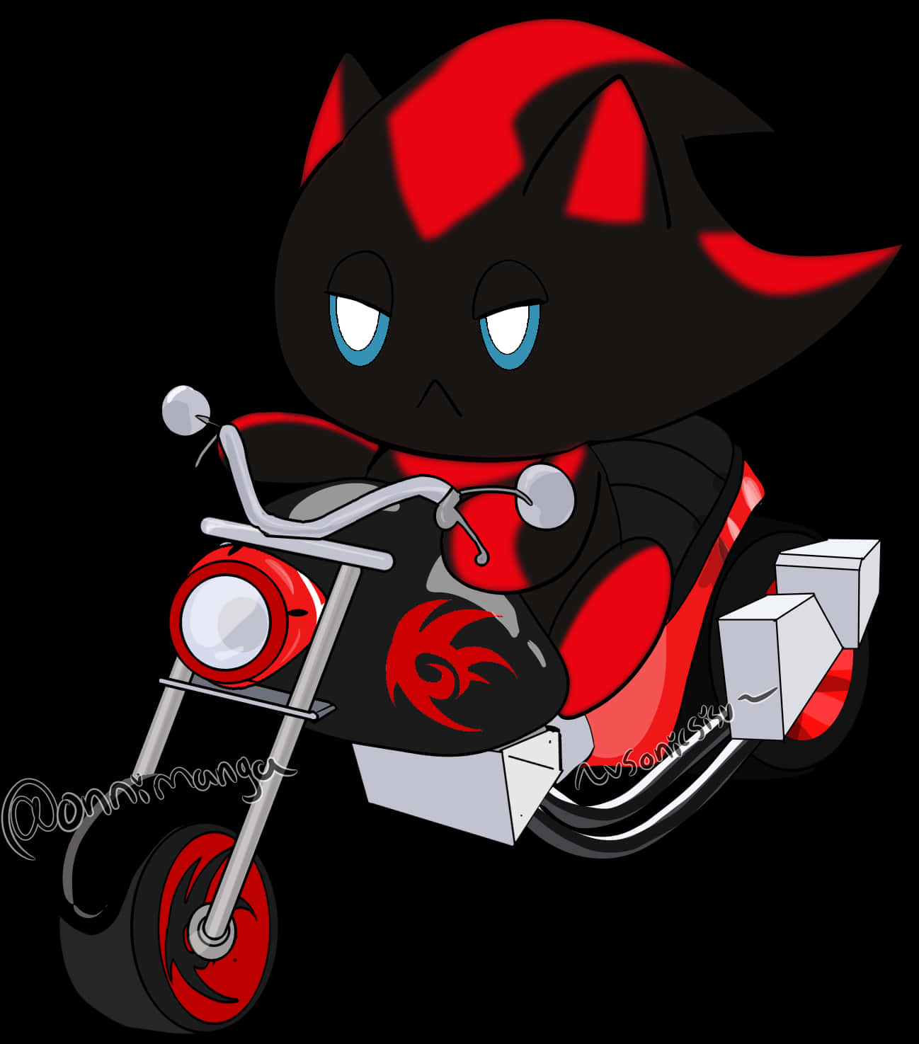 A Cartoon Of A Cat Riding A Motorcycle