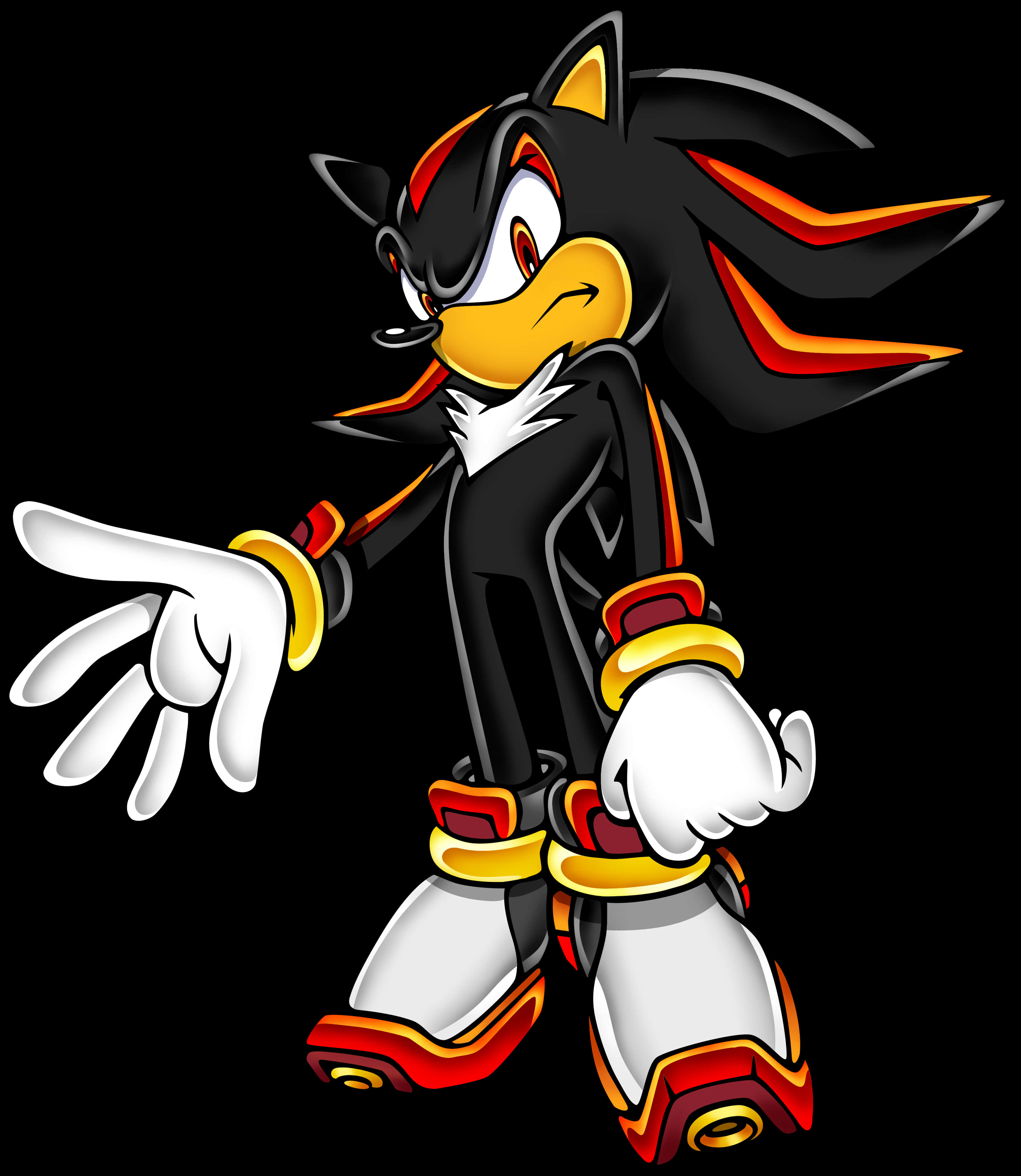 A Cartoon Character Of A Black And Orange Sonic