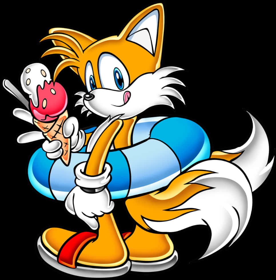 Cartoon Fox Holding An Ice Cream Cone