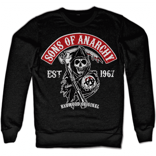 A Black Sweatshirt With A Skull And A Red Text
