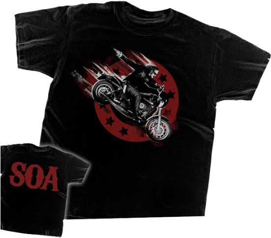 A Black T-shirt With A Picture Of A Man On A Motorcycle