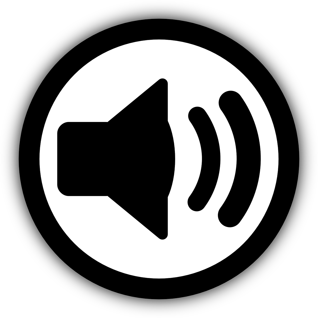 A Black And White Circle With A Speaker Symbol